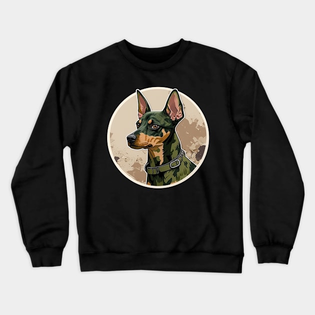 Miniature Pinscher Camouflage Motif Crewneck Sweatshirt by Mike O.